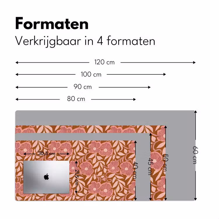 Bureau onderlegger - Bloemen Patroon Roze Terracotta — 8