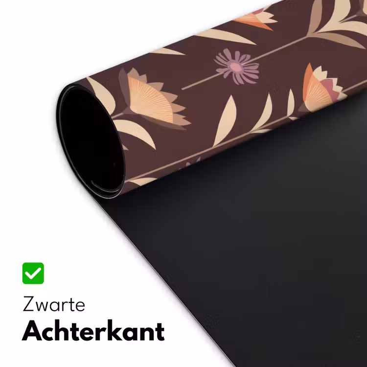 Bureau onderlegger - Retro Bloemen Patroon Bruin — 5