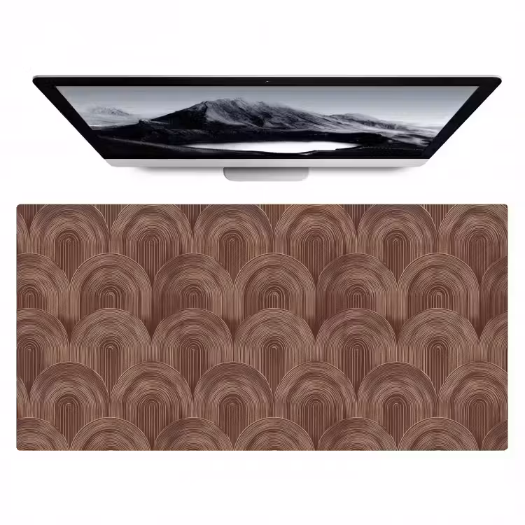 Bureau onderlegger - Abstracte Bogen Lijnen Bruin