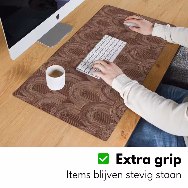 Bureau onderlegger - Abstracte Bogen Lijnen Bruin — 6