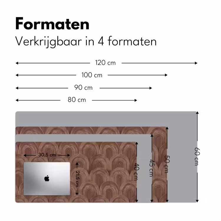 Bureau onderlegger - Abstracte Bogen Lijnen Bruin — 8