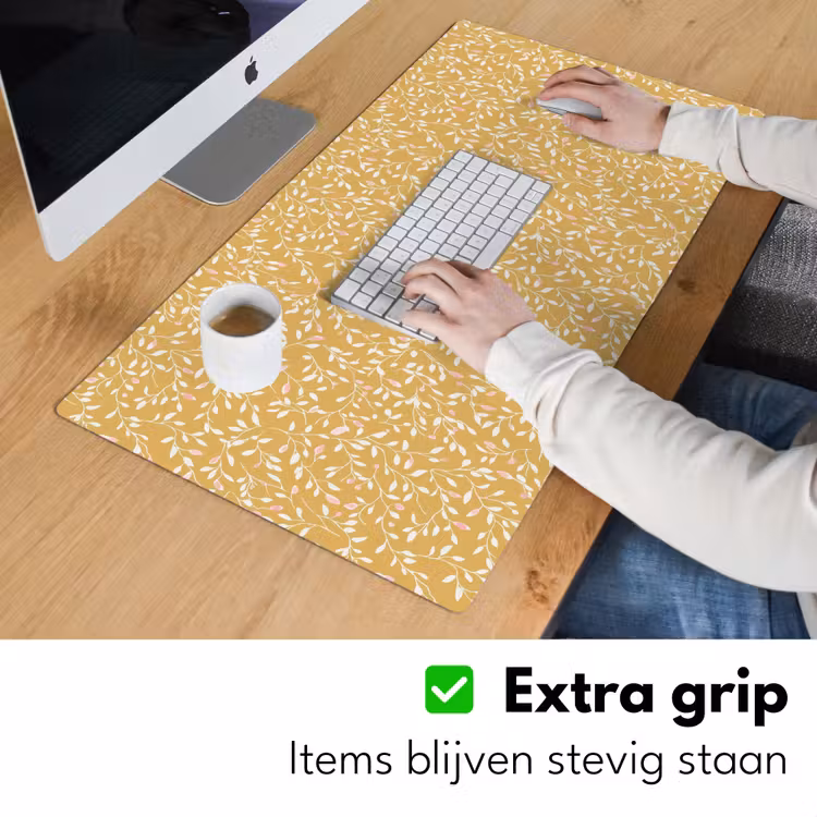 Bureau onderlegger - Takjes met Bladeren Patroon Mosterdgeel — 6