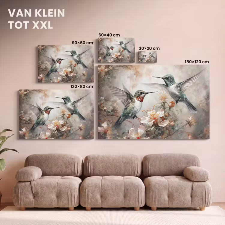 Canvas schilderij - Kolibrie - Vogels - Bloemen - Planten — 8