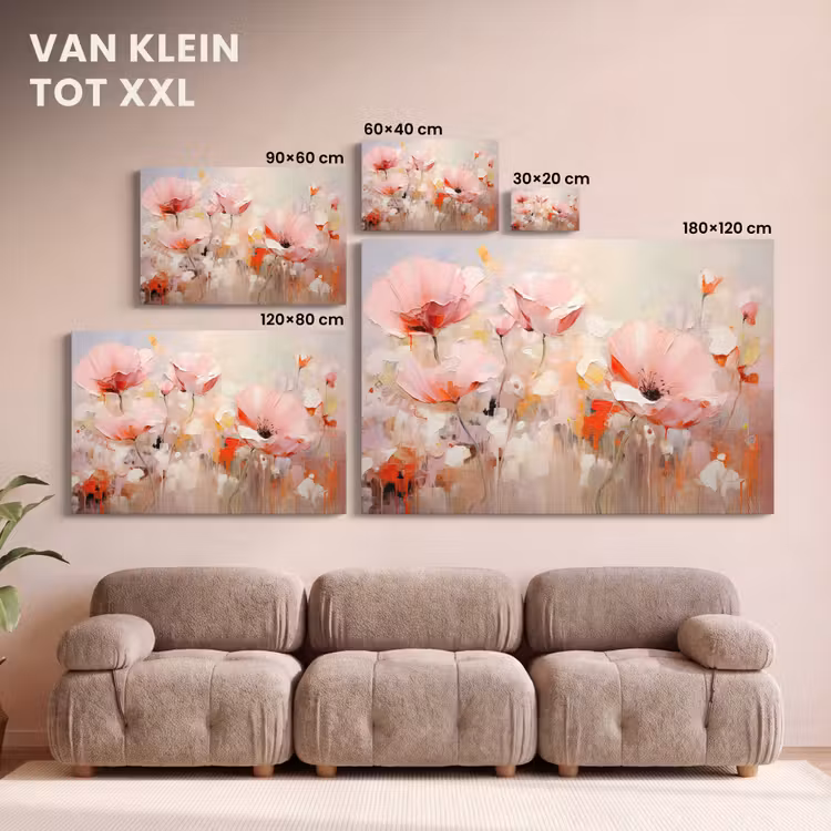 Canvas schilderij - Bloemen - Watercolor - Roze - Abstract - Kunst — 8
