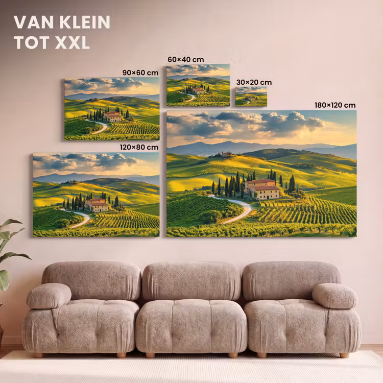 Canvas schilderij - Toscane - Landschap - Wijngaarden — 8