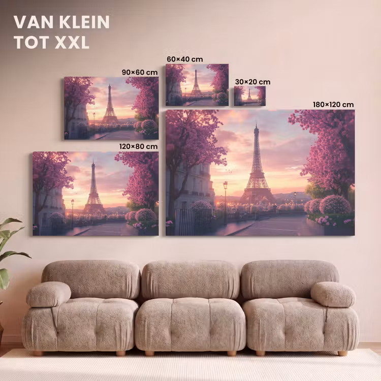 Canvas schilderij - Eiffeltoren - Parijs - Roze — 8