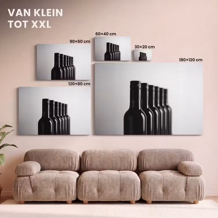 Canvas schilderij - Wijnflessen - Zwart - Minimalistisch — 8