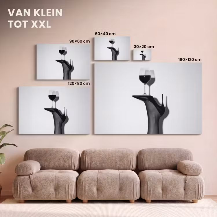 Canvas schilderij - Hak - Wijn - Minimalistisch - Zwart — 8