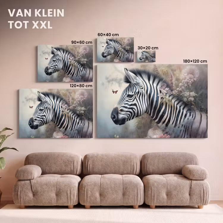 Canvas schilderij - Zebra - Wilde dieren - Vlinder - Bloemen — 8