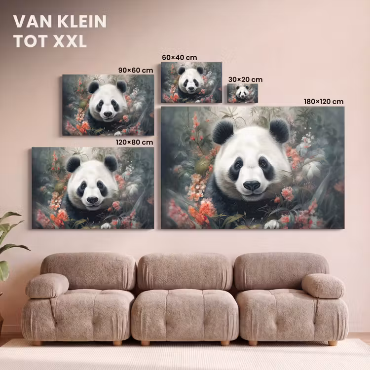 Canvas schilderij - Panda - Wilde dieren - Bloemen - Natuur — 8