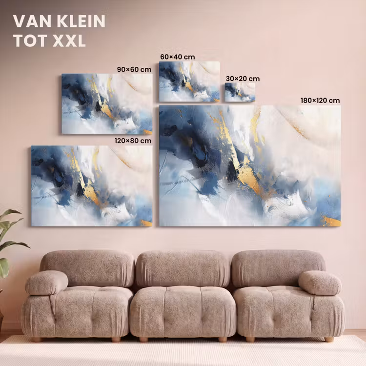 Canvas schilderij - Blauw - Modern - Marmer - Abstract - Goud — 8