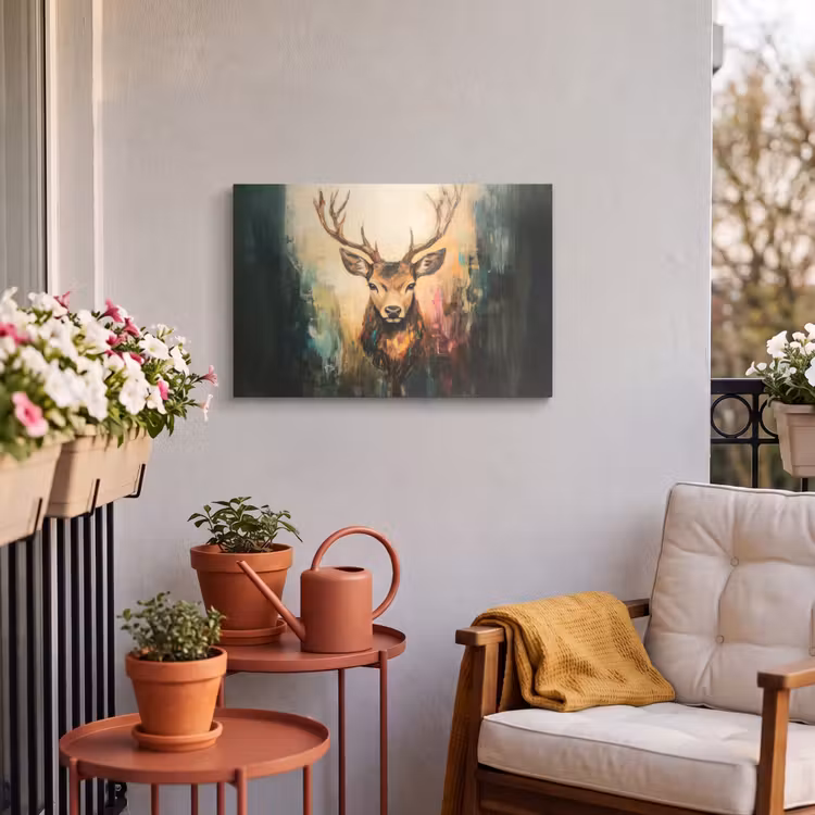 Buiten canvas - Hert - Geverfd - Gewei - Bruin — 3