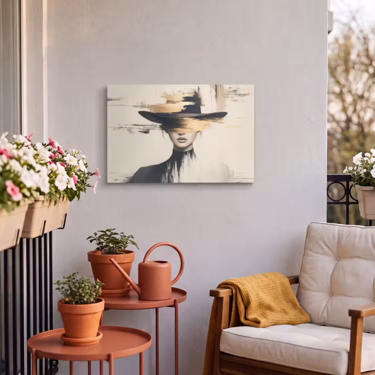 Buiten canvas - Vrouw - Hoed - Verf — 3
