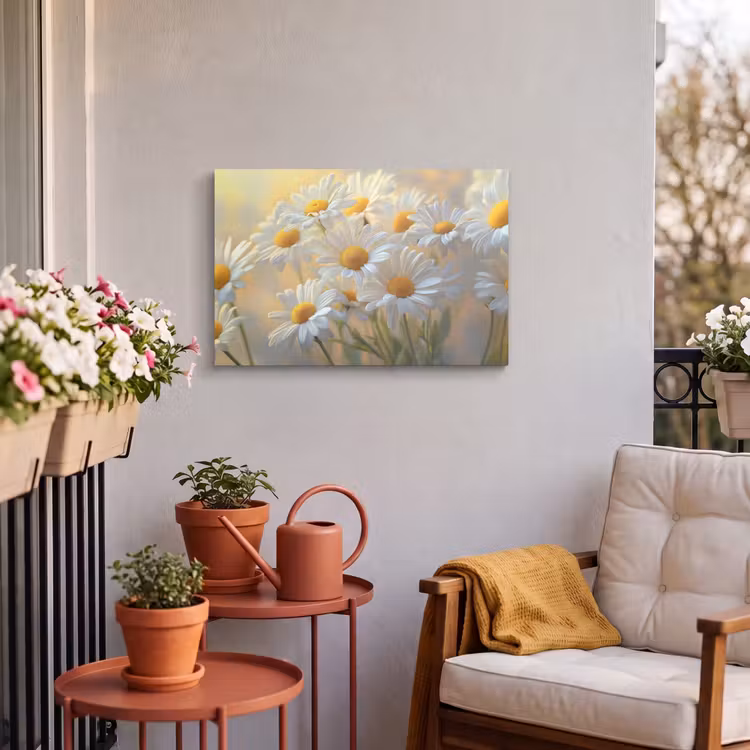 Buiten canvas - Madeliefjes - Wit - Zonlicht — 3