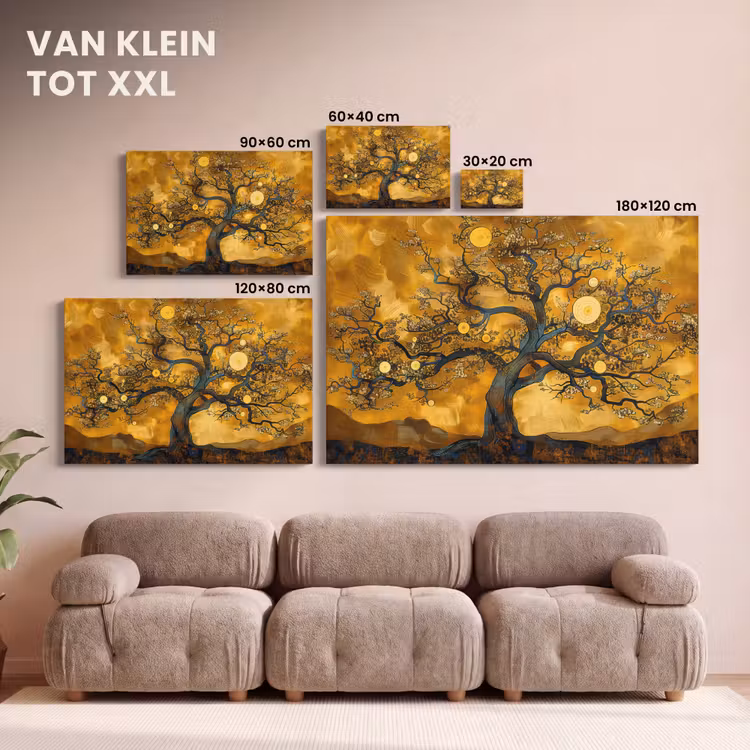 Canvas schilderij - Boom - Levensboom - Abstract - Goud — 8