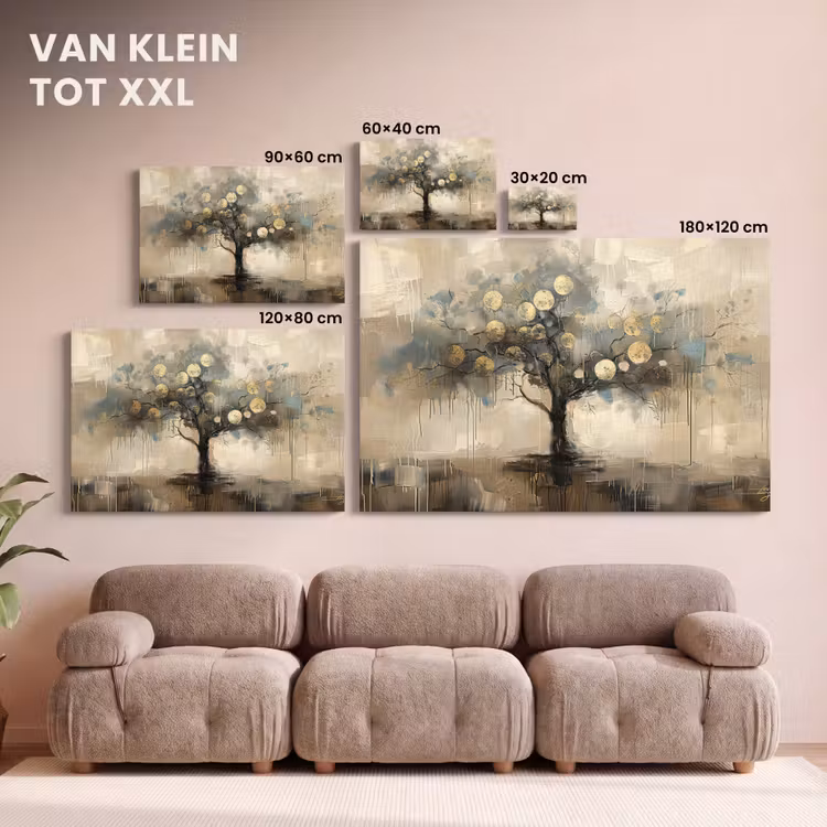 Canvas schilderij - Beige - Abstract - Boom - Goud — 8