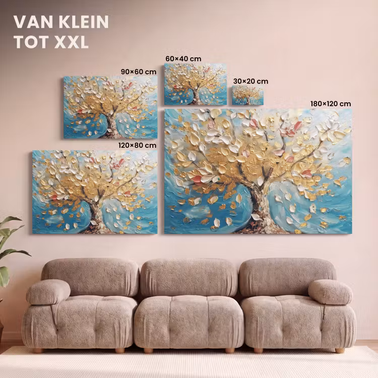 Canvas schilderij - Boom - Blauw - Goud - Abstract - Modern — 8