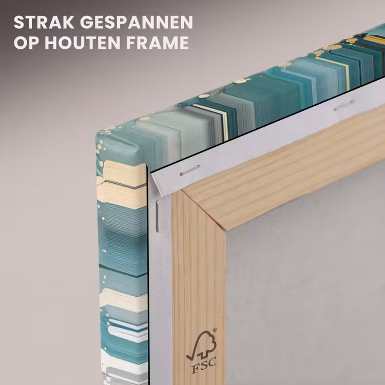 Canvas schilderij - Boom - Modern - Verflook - Turquoise - Goud — 7