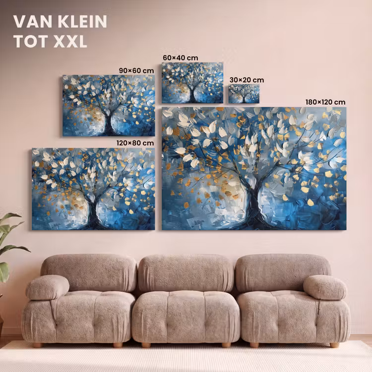 Canvas schilderij - Boom - Blauw - Goud - Abstract — 8