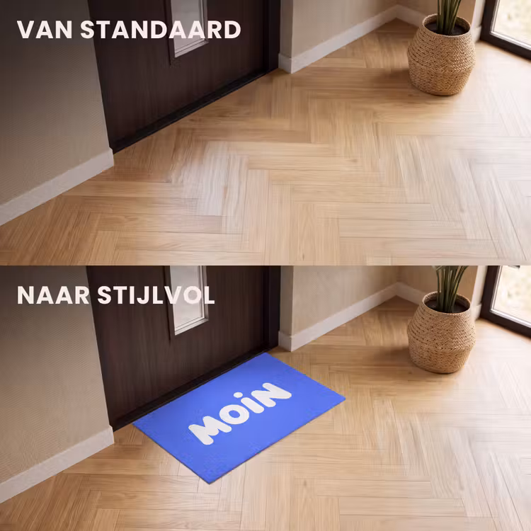 Deurmat - Quote - Blauw - Wit — 3