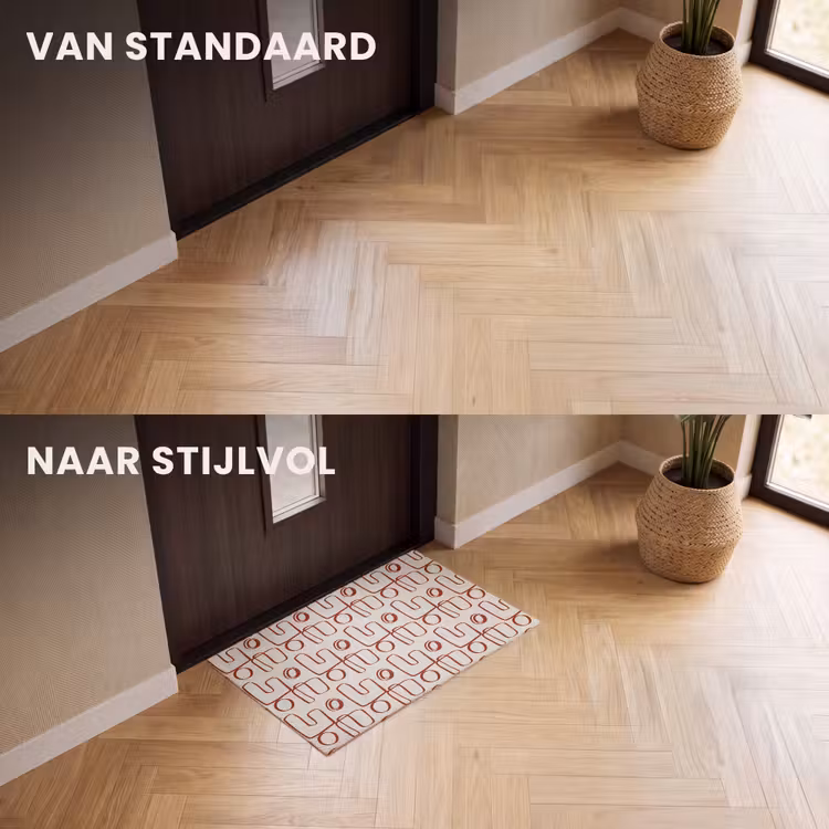 Deurmat - Abstract - Patroon - Beige - Rood — 3