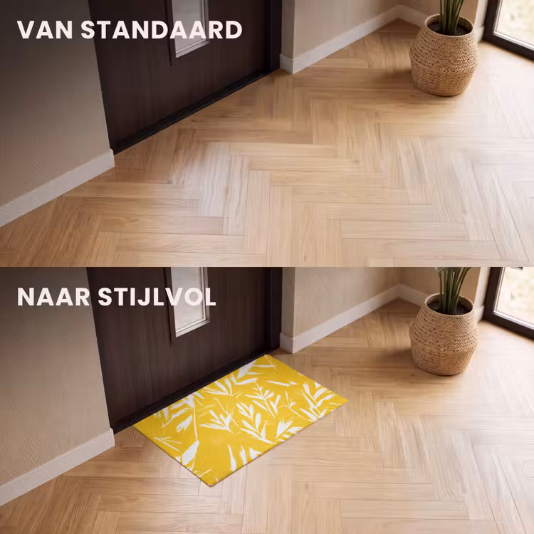 Deurmat - Bladeren Patroon Geel — 3