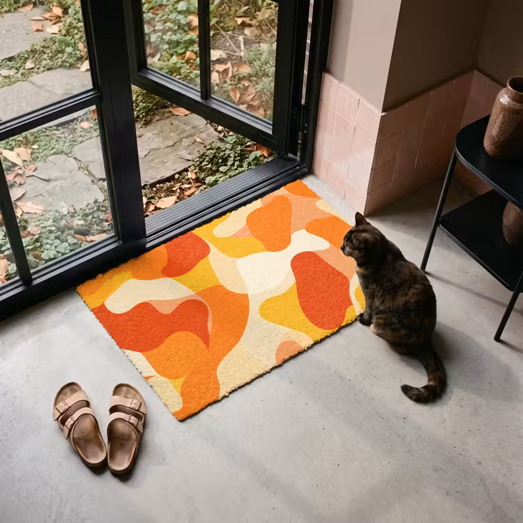 Deurmat - Abstracte Organische Vormen Oranje — 2