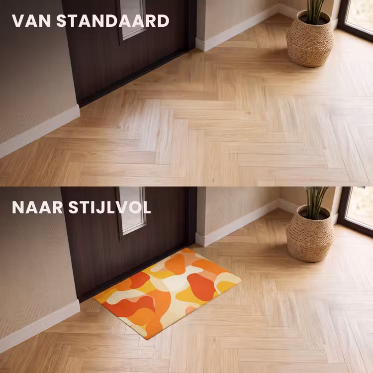 Deurmat - Abstracte Organische Vormen Oranje — 3