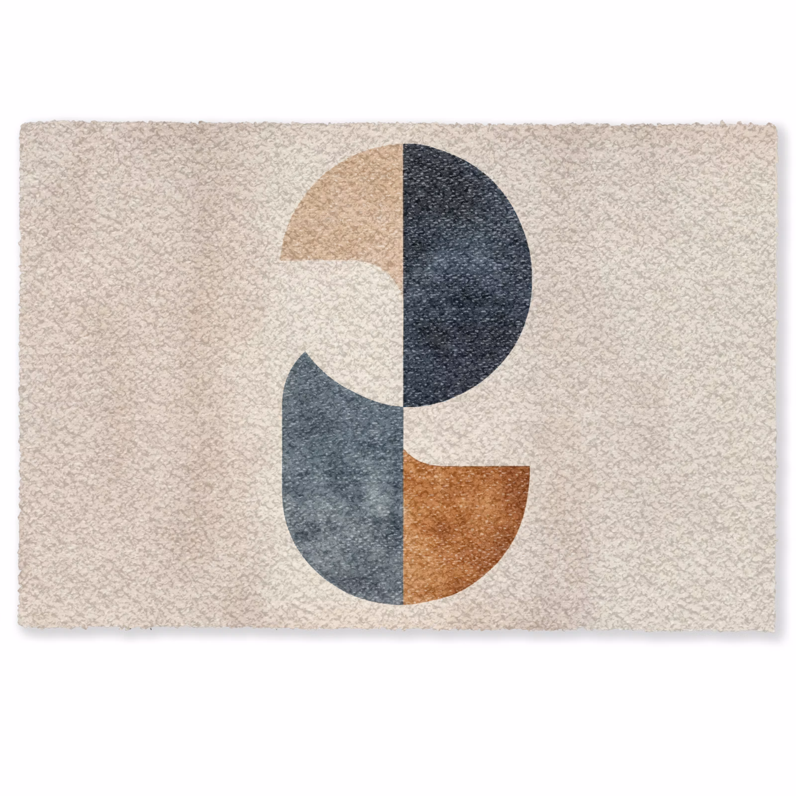 Deurmat - Abstracte Geometrische Vormen Blauw Terracotta — 1