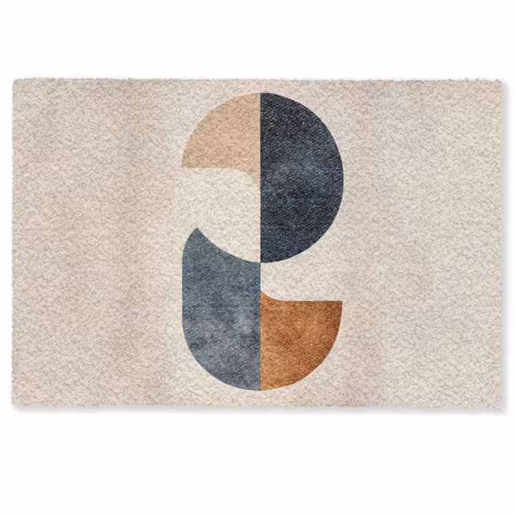 Deurmat - Abstracte Geometrische Vormen Blauw Terracotta