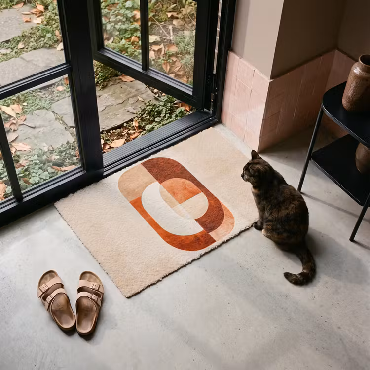 Deurmat - Abstracte Geometrische Vormen Terracotta — 2