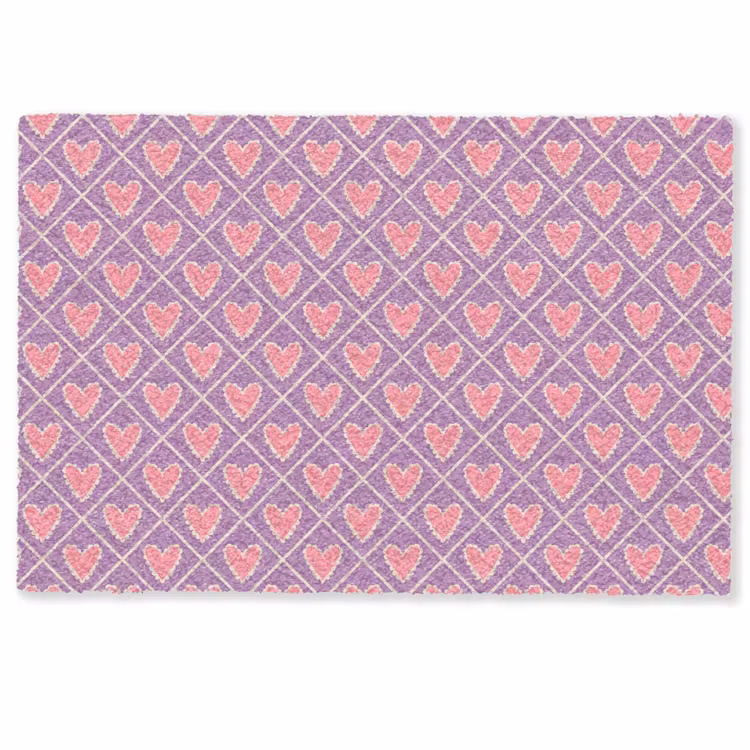 Deurmat - Hartjes Patroon Roze Lila