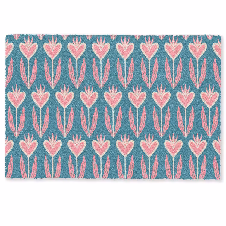 Deurmat - Hartjes Bloemen Patroon