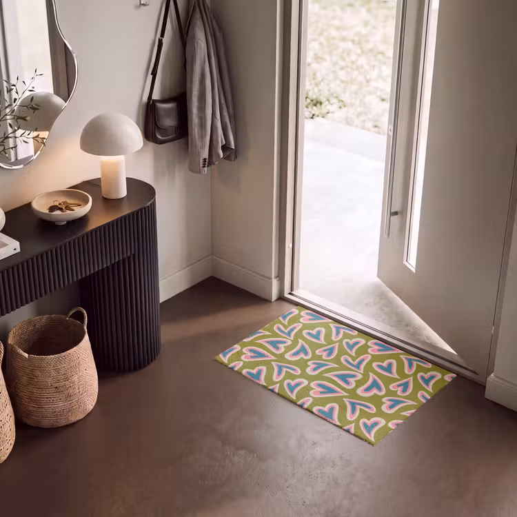 Deurmat - Golvende Retro Hartjes Olijfgroen — 8