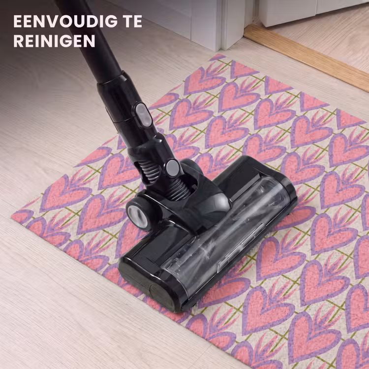 Deurmat - Vlammende Harten Roze Lila Geruit — 9
