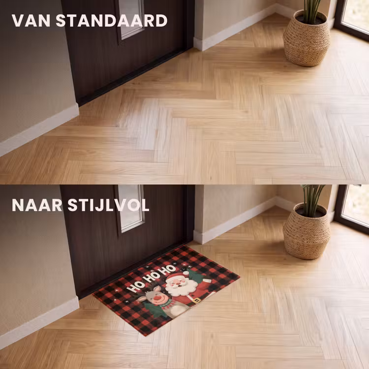 Deurmat - Kerstman - Rendier - Tekst - Rood - Zwart — 3