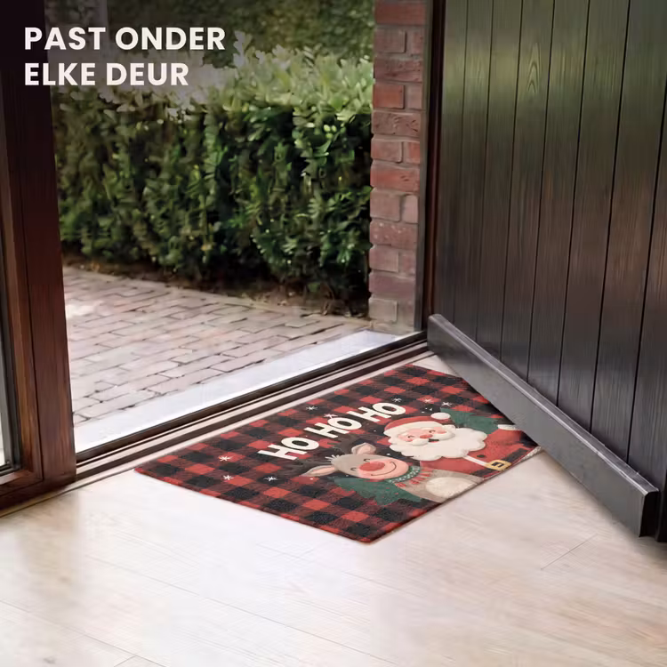 Deurmat - Kerstman - Rendier - Tekst - Rood - Zwart — 7