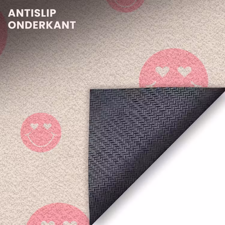 Deurmat - Smileys met Hartjesogen Roze — 6