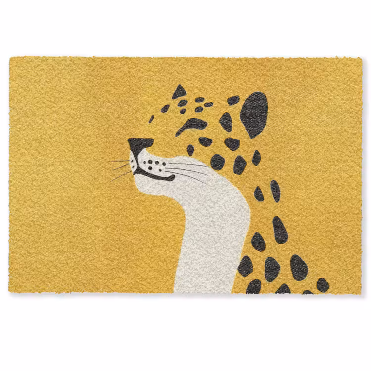 Deurmat - Luipaard Minimalistisch Mosterdgeel