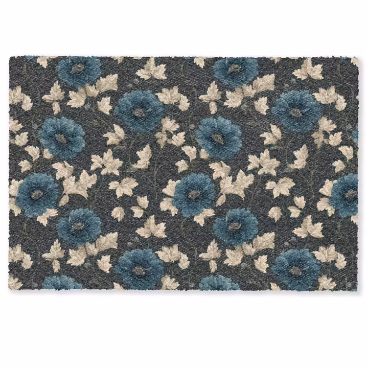 Deurmat - Botanisch - Bloemen - Blauw — 1