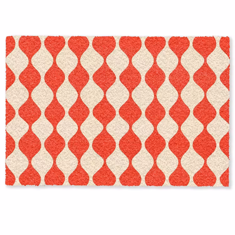 Deurmat - Golvend patroon - Retro - Rood - Beige — 1