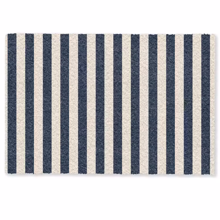 Deurmat - Verticale strepen - Blauw - Crème — 1