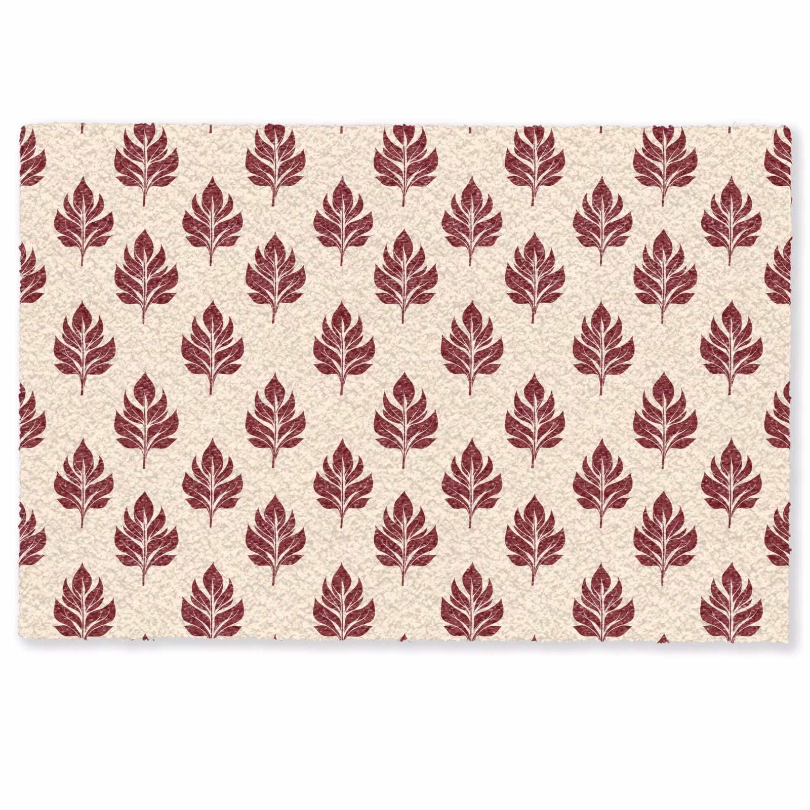 Deurmat - Bladeren Patroon Bordeaux Crème — 1