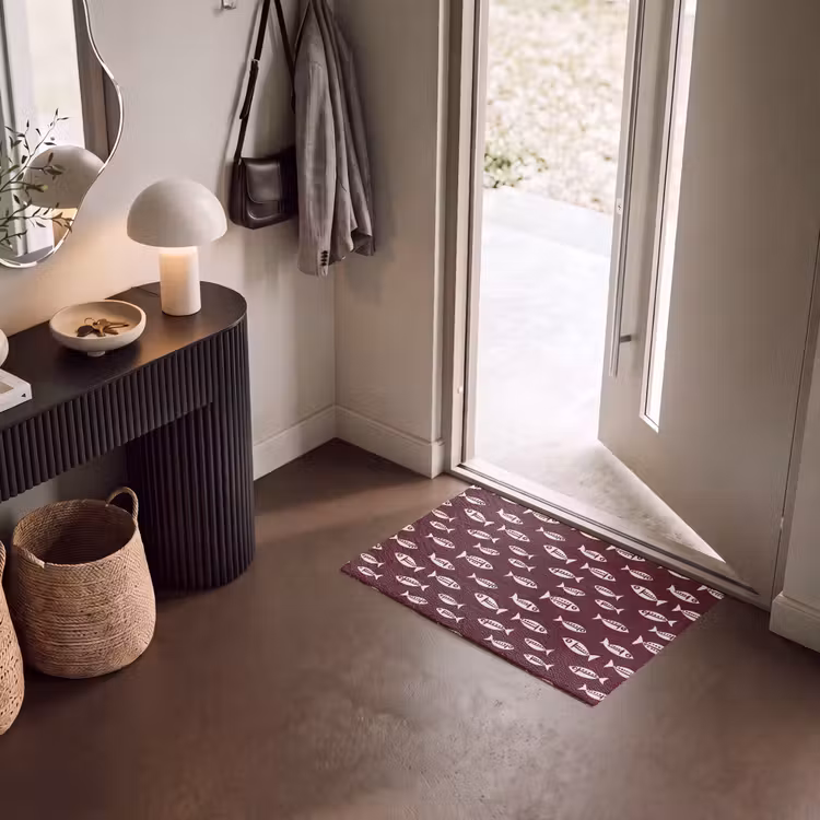 Deurmat - Vissen Patroon Bordeauxrood — 8
