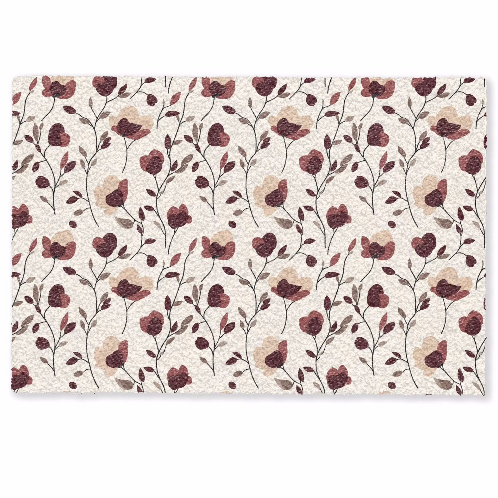 Deurmat - Minimalistische Bloemen Bordeaux — 1