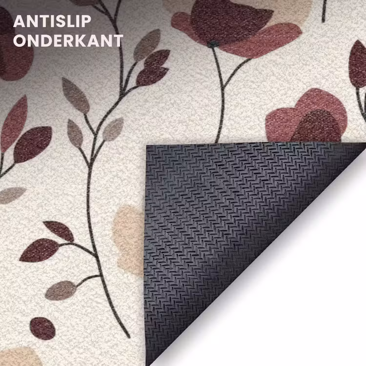 Deurmat - Minimalistische Bloemen Bordeaux — 6