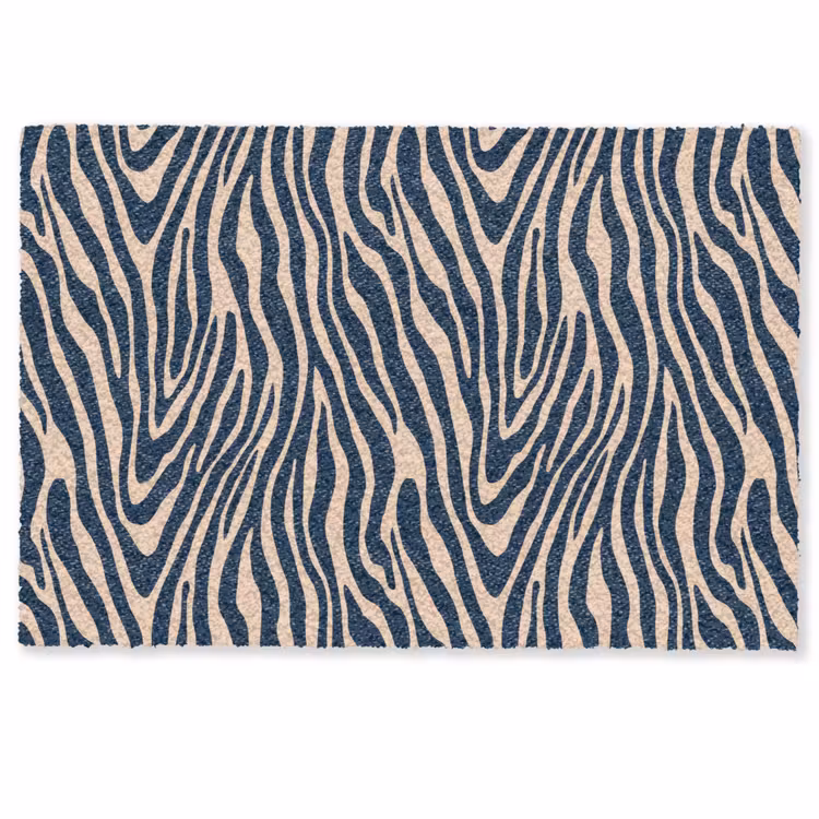 Deurmat - Zebra - Patroon - Blauw - Beige — 1
