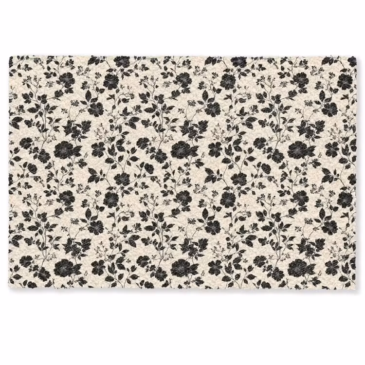 Deurmat - Bloemen Silhouet Patroon Zwart Wit