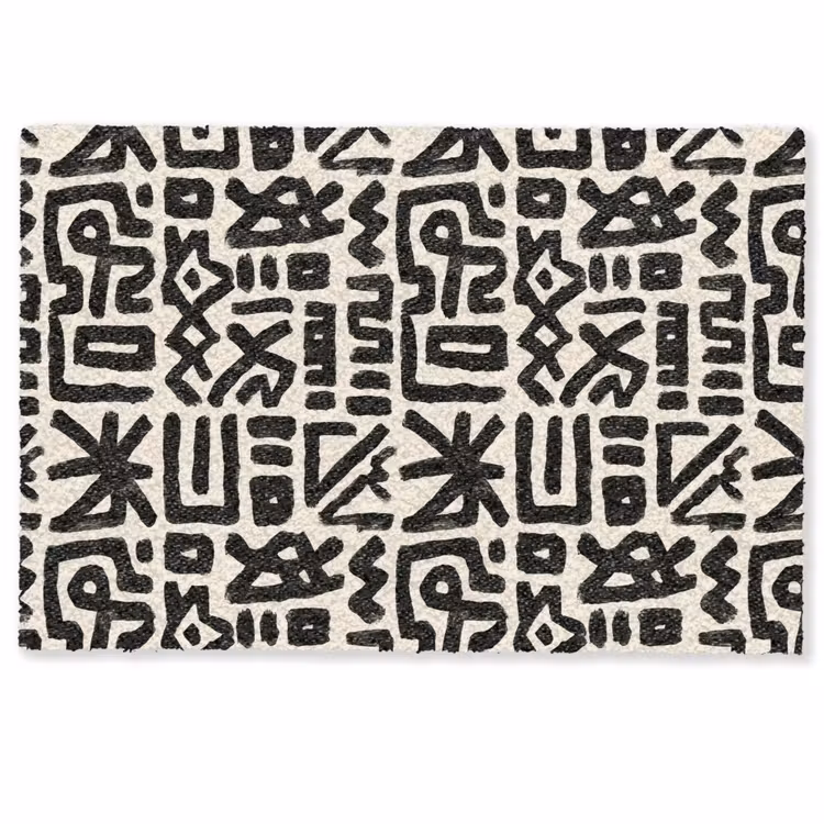 Deurmat - Abstracte Penseelstreken Zwart Wit