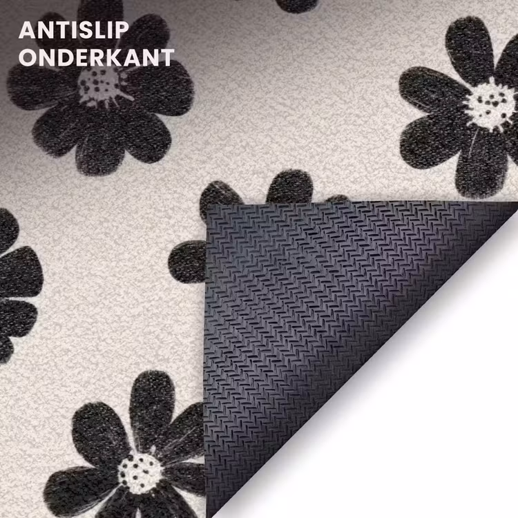 Deurmat - Grote Zwarte Bloemen Patroon — 6